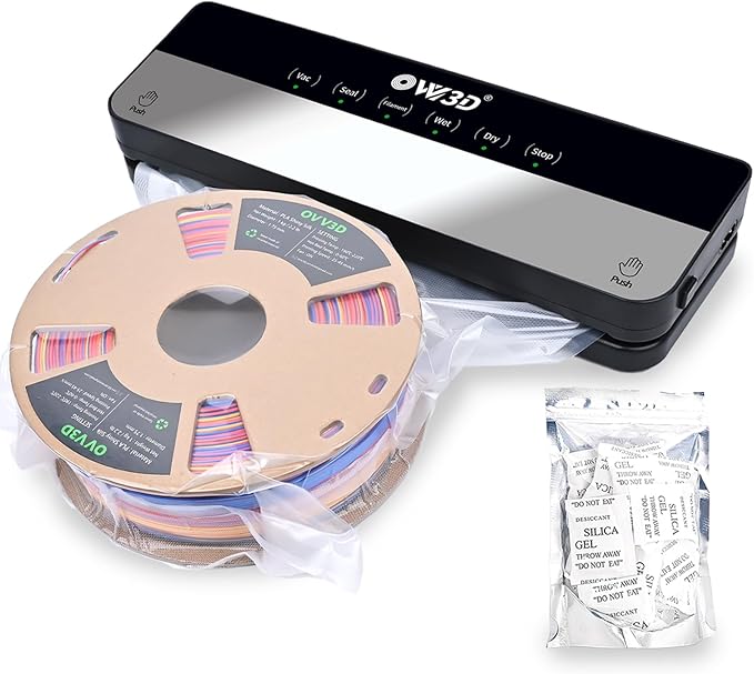 3D Filament Vacuum Sealer for Filament Storage Bags, Auto Completely Sealed, No air Leakage, 3D Printer Filament Storage Bags 30Pcs Vacuum Sealed Kit with 30 Desiccants by OVV3D