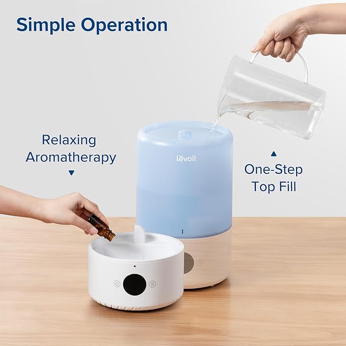 LEVOIT Dual 200S Smart Humidifiers for Bedroom, Top Fill, Customize Humidity for Home, Baby Nursery & Plants with Humidistat, Essential Oil Diffuser, Schedule, Timer, APP & Voice Control, 3L, Blue - Image 6