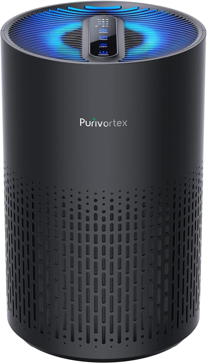 Purivortex Air Purifiers for Bedroom, Quiet Air Purifier with HEPA Filter for Pollen, Smoke, Dust, Pet Dander, Odor, Hair, Ozone Free, Covers Up to 880 Sq Ft, PX500 Black by Purivortex