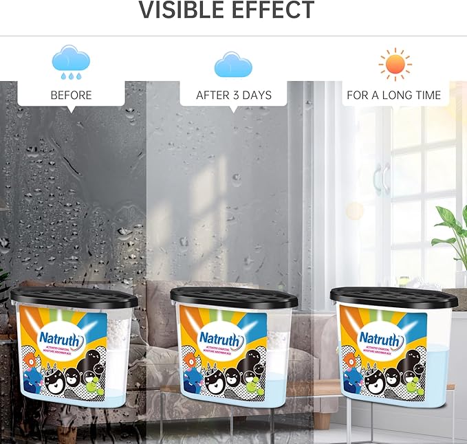 NATRUTH Moisture Absorbers with Activated Charcoal,800ml(6-Pack)*12.5 OZ Portable Closet Dehumidifier, Odor Eliminator Absorber Bucket,Humidity Absorber,Dehumidifier for Bathrooms, Kitchen & Boats - Image 6