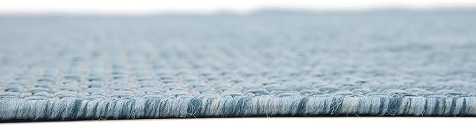 Unique Loom Collection Casual Transitional Solid Heathered Indoor/Outdoor Flatweave Area Rug (8' x 11' 4" Rectangle, Aquamarine/Ivory) - Image 9