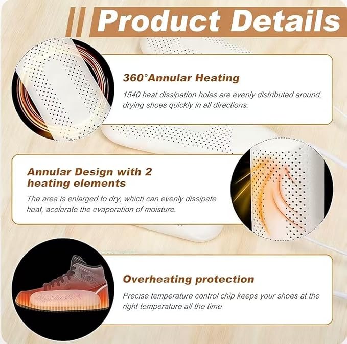 Shoe Dryers,Boot Dryer for Work Boots, Electric Portable Shoe Dryer Warmer with Timer for Sneaker Socks Gloves Drying,US Plug - Image 4