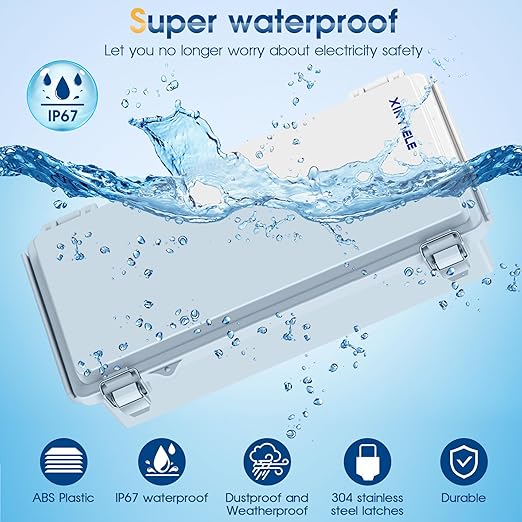 Waterproof Outdoor Project ABS Plastic Junction Box IP67 Weatherproof Dustproof Enclosure with Hinged Cover, Mounting Plate,Wall Brackets for Power Project (10.2"x4.3"x3.0") - Image 2