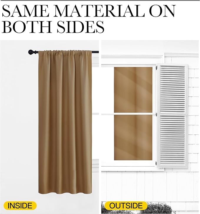 NICETOWN Room Darkening Curtains for Bedroom, Gold Brown, Set of 2 Panels, 62 x 84 Inch, Triple Weave Home Decoration Thermal Insulated Solid Drapes for Patio Door - Image 5
