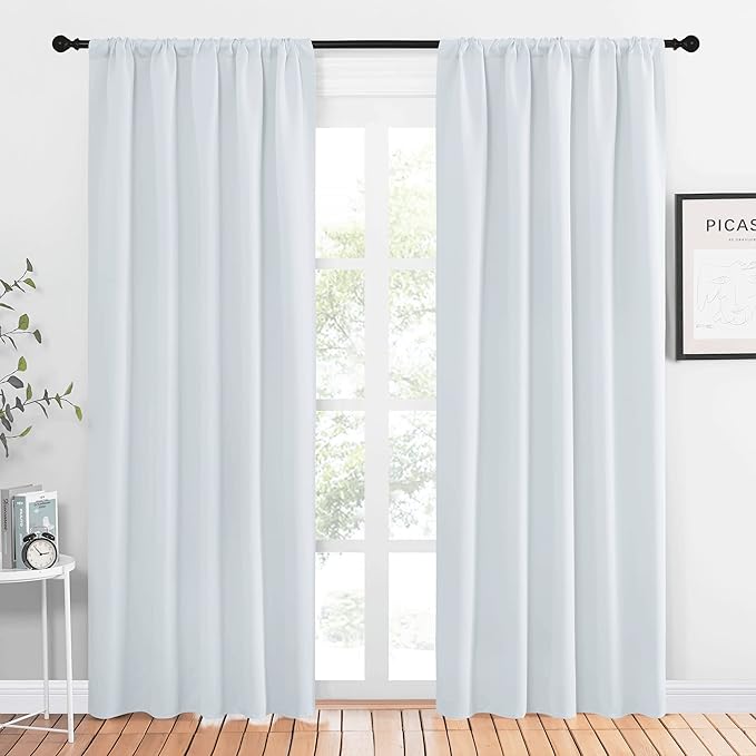 NICETOWN Blackout Curtain Panels for Living Room, Greyish White, 2 Panels, W52 inches x L84 inches, Energy Efficient & Noise Reducing Thermal Insulated Rod Pocket Blackout Drapes/Draperies for Window by NICETOWN