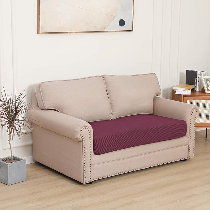 Easy-Going Stretch Loveseat Cushion Cover Sofa Cushion Furniture Protector Sofa Seat Sofa Slipcover Sofa Cover Soft Flexibility with Elastic Bottom(Loveseat Cushion, ASH Rose) - Image 2