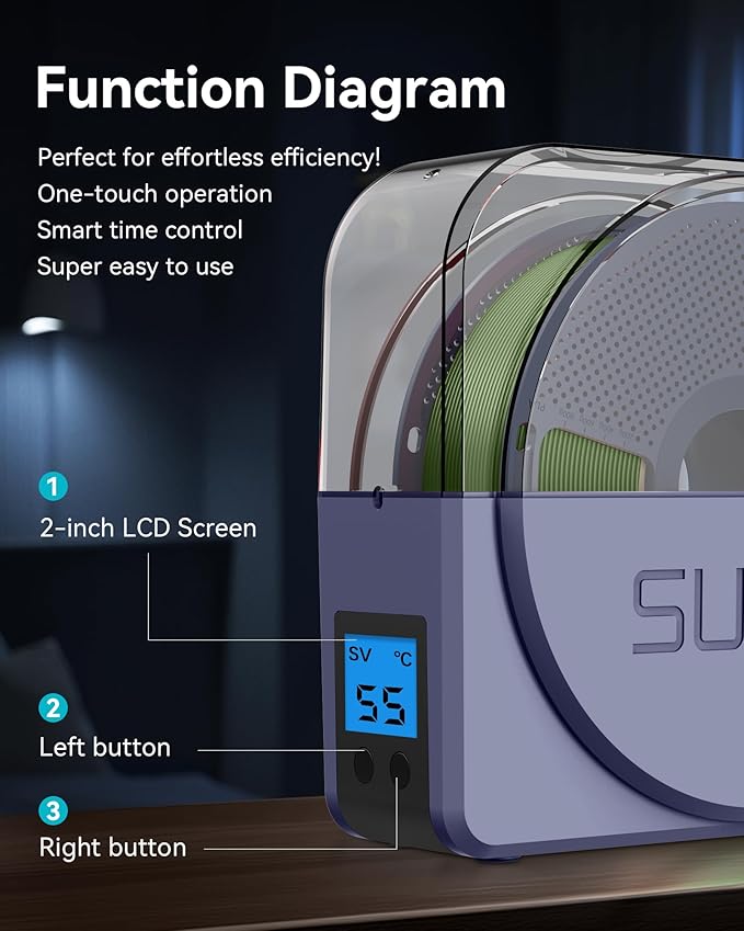 SUNLU PLA Plus Black 1.75mm, Upgraded S1 Plus Filament Dry Box Bluegrey - Image 4