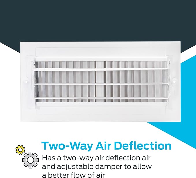 EZ-FLO 10 x 4 Inch (Duct Opening) Air Vent Cover for Wall or Ceiling, Two-Way Ventilation Register, Solid Steel HVAC Register Cover, White, 61609 (Pack of 2) - Image 4