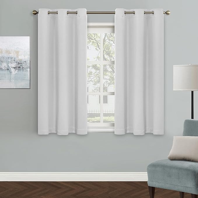 MYSKY HOME Greyish White Curtains for Bedroom, 54 Inch Long Blackout Curtains for Kitchen Windows Thermal Insulated Curtain, Grommet Room Darkening Curtain, 1 Piece, 42 x 54 Inch, Greyish White by MYSKYHOME
