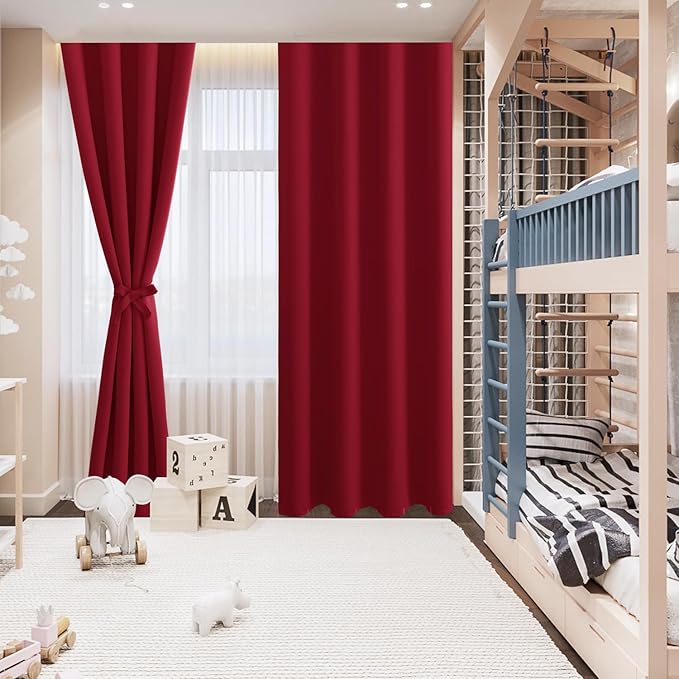 Hiasan RV Blackout Curtains for Bedroom, 52 x 30 Inches Long - Thermal Insulated & Light Blocking Window Curtains for Living Room, 2 Drape Panels Sewn with Tiebacks, Christmas Red - Image 9