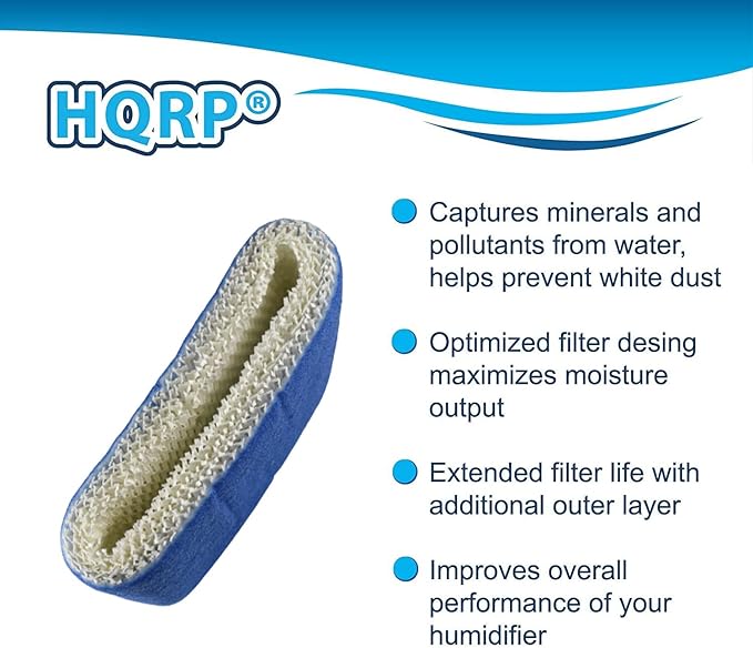 HQRP 2-Pack Wick Filter Compatible with Walgreens 890-WGN 890WGN LEV320 HF212-UL Cool Mist Humidifiers, W889-WGN Replacement, with Blue Layer - Image 3