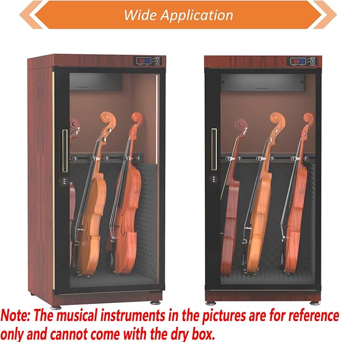 Musical Instrument Dehumidifying Dry Cabinet Box Bass Violin Display Case with Hygrometer Electronic Humidity Control Storage for Guitar Bass Violin 35-60% RH 110V - Image 8