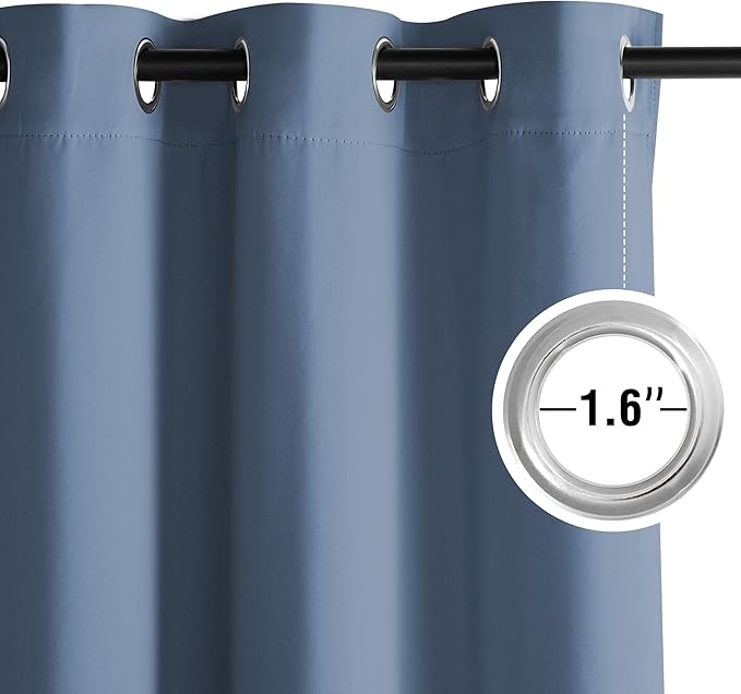 NICETOWN Stone Blue Energy Saving Drapes - Grommet Top Thermal Insulated Shades for Yard Door, Hall, Office, Flat, Garage - Durable, 1 Pair, W52 x L95 - Image 3
