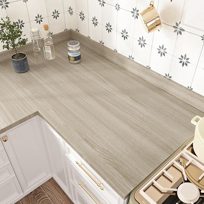 WESTICK Neutral Wood Contact Paper for Countertops Waterproof Wood Peel and Stick Wallpaper Self Adhesive Kitchen Counter Contact Paper for Tables Dresser Cabinets Bathroom Shelf Liner 15.8" x 393" by WESTICK