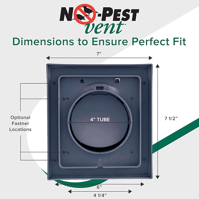 NO-PEST VENT, Exclusive Dual Door Dryer Vent Cover Outdoor 4 inch or Bathroom fan, Made in USA w Highest UV Resistant Plastic in any Outdoor Vent Cover (Deep Ocean Blue, 4 inch With 12" Duct Tube) - Image 5
