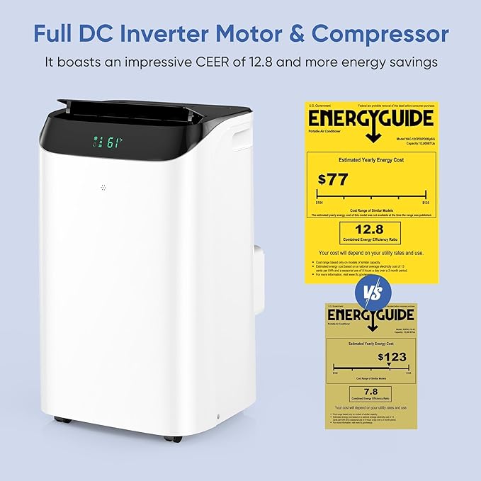 16,000 BTU Inverter Portable Air Conditioner with Remote, Free Stand Cooling Portable AC Unit for Room up to 800 sq.ft, with Dehumidifier & Fan,Dual Hose,Windows Kit,Quiet Sleep Mode(45dB) - Image 8