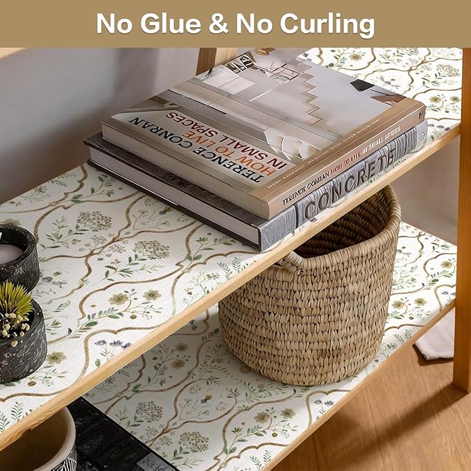Drawer and Shelf Liner for Kitchen Cabinets Non-Adhesive Drawer Liners Strong Grip Floral Shelf Liners Non-Slip Cabinet Liner Waterproof Kitchen Cabinet Liners for Shelves Dressers 16IN×10FT - Image 2