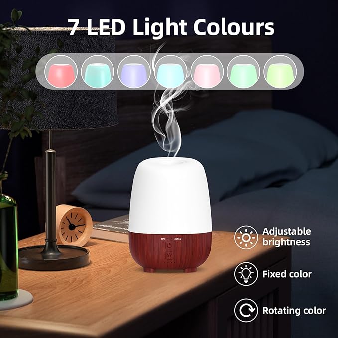 150ML Cordless Essential Oil Diffuser, Rechargeable Battery-Operated Quiet Aromatherapy Diffuser with 7-Hour Runtime,2 Timer Settings & 7-Color LED Light for Bathroom,Bedroom,Living,Room - Image 7