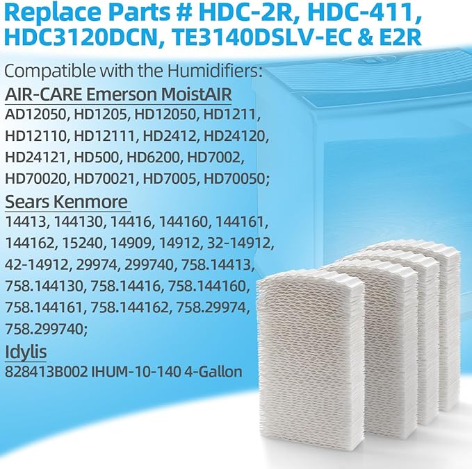 Alocs HDC411 Humidifier Super Filter Wick Replacement Compatible with AIR-Care Essick Air HDC3120DCN Kenmore 32-14912 42-14912 Humidifiers (4 Pack) - Image 5