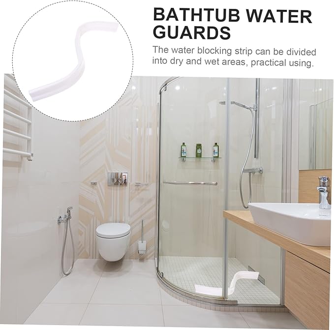 Mikikit Strip for Bathroom and Kitchen Silicone Water Barrier for Wet and Dry Separation Easy Installation Shower Stopper Strip White - Image 6