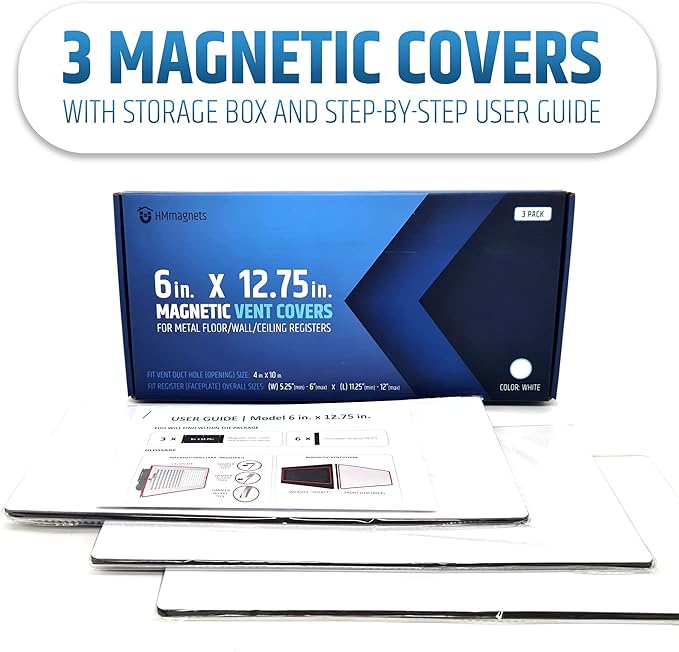 Powerful Magnetic Vent Covers (3-Pack) That Will Never Fall Off (Upgraded Design) - for Sealing Floor/Wall/Ceiling Registers of Width 5.25" to 6", Length 11.25" to 12" | Vent Not Included | White - Image 7