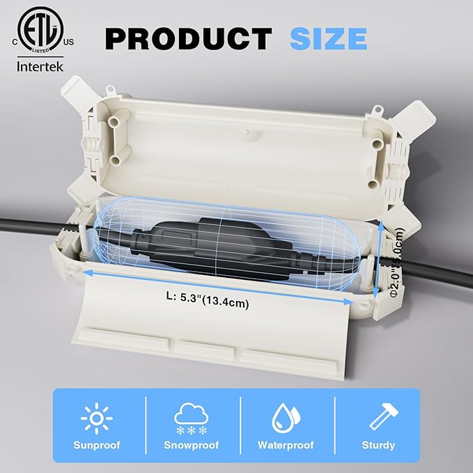 Flemoon [3 Pack] Outdoor Extension Cord Safety Cover with Waterproof Seal, Weatherproof Electrical Connection Box for Outdoor Outlet, Plug, Socket, Halloween, Christmas Holiday Decoration Light, White - Image 3