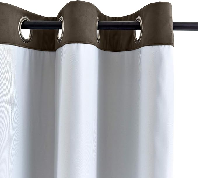 ChadMade Blackout Lined Premium Velvet Curtain Brown 50Wx108L Inch (1 Panel), Eyelet Grommet for Livingroom Bedroom Theater Studio, Leon Collection - Image 3