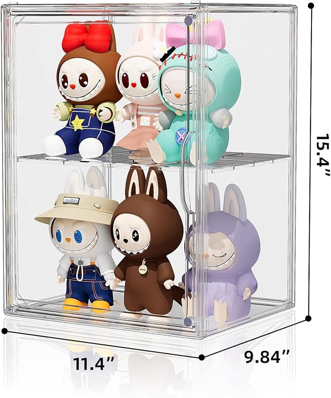 Clear Acrylic Display Case, Super Large Stackable Storage Bins Magnetic Attraction Lids, Acrylic Box with Compartment Divider for Collectibles, Figures, Cosmetic, Purse, Handbag, Wallet, 1 Pack - Image 2