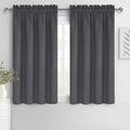 DWCN Kitchen Blackout Short Curtains for Bedroom 45 Inch Length 2 Panels Set, Solid Thermal Insulated Energy Saving Rod Pocket Window Treatment Curtains Blackout Draperies (W42 x L45 Inch, Dark Grey) by DWCN