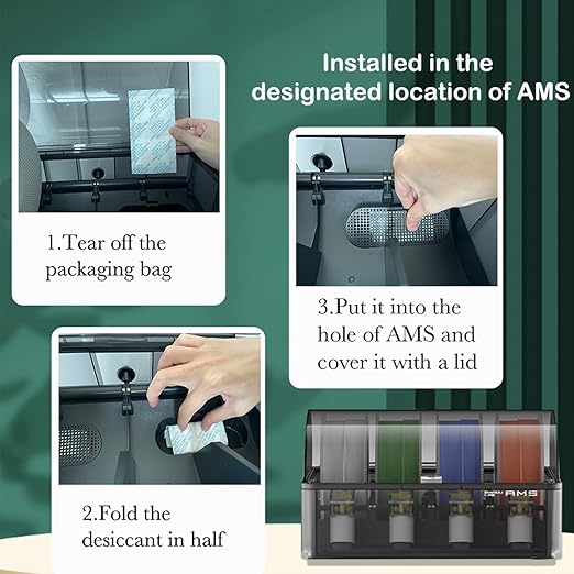 3D Printer AMS Filament Desiccant Pack for Bambu Lab P1S P1P X1 X1C AMS Other Filament Boxes, Moisture Absorber for PLA PETG ABS TPU Filaments, Keep Filaments Dry and Printing Smoothly - Image 5