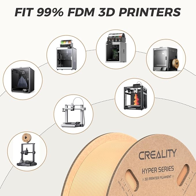 Official Creality Hyper PLA Filament 1.75mm, High Speed PLA 30-600mm/s Rapid 3D Printer Filament, Dimensional Accuracy +/-0.02mm, Fit Most FDM 3D Printers, 1KG(2.2lbs) Spool Peach Fuzz - Image 8