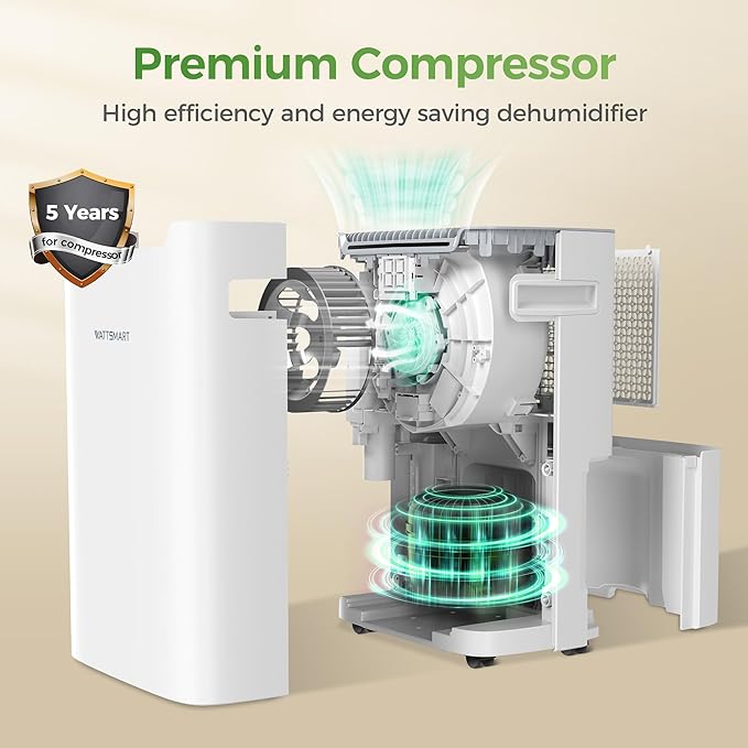 4,500 Sq Ft Home Dehumidifier with Drain Hose, 75 OZ Water Tank, 24 Hr Timer, 55 Pints High Efficiency Compressor for Basements, Bathrooms, Bedrooms and Laundry Rooms - Image 4