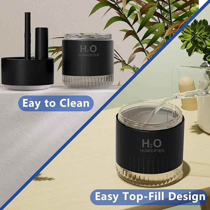 Colorful Mini Humidifier, USB Rechargeable Humidifier, small humidifier, 4 Modes Super Quiet, Humidifiers For Bedroom,Suitable For Travel Office Family Baby Bedroom-Black - Image 5