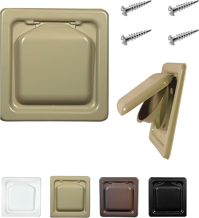 NO-PEST VENT MetalGuard, Dual Door Dryer Vent Cover Outdoor 4 Inch, Powder-Coated Heavy Duty Steel, Pest Proof, Rust Resistant, Safe & Efficient Vent Cap (Tan, STEEL 4" W/O Duct Tube) by No-PestVent