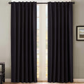 H.VERSAILTEX Blackout Curtains Thermal Insulated Window Treatment Panels Room Darkening Blackout Drapes for Living Room Back Tab/Rod Pocket Bedroom Draperies, 52 x 84 Inch, Black, 2 Panels by HVERSAILTEX