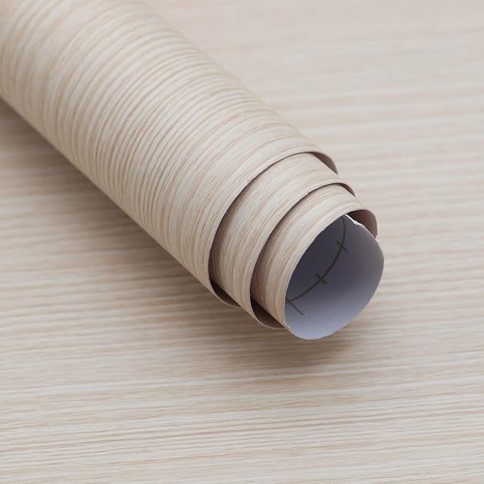 Off White Wood Wallpaper Peel and Stick Wood Grain Contact Paper 48"x118" Extra Wide Wood Contact Paper for Cabinet Drawers Crafts Furniture Wooden Wallpaper Waterproof Removable Beige Wood Vinyl Wrap by BoobestPeelStickWallpaper