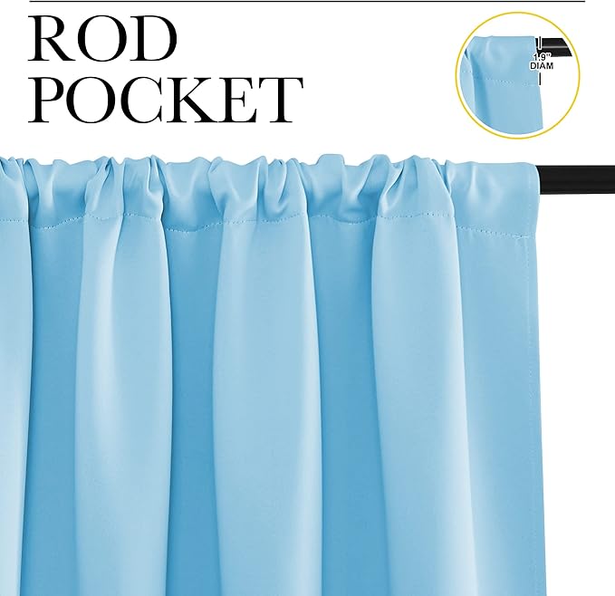 NICETOWN 2 Panels Blackout Curtains, Rod Pocket Thermal Insulated Drapes 84 inches Long, Easy-Care Modern Home Decoration Sunshades for Guest Room, Living Room, Office, 62 x 84 Inch, Blue - Image 2