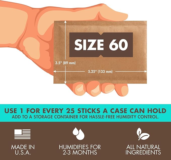 Boveda 65% Two-Way Humidity Control Packs For Aging & Long-Term Storage in Plastic & Wood Boxes – Size 60 – 20 Pack – Moisture Absorbers – Humidifier Packs – Hydration Packets in Resealable Bag - Image 2