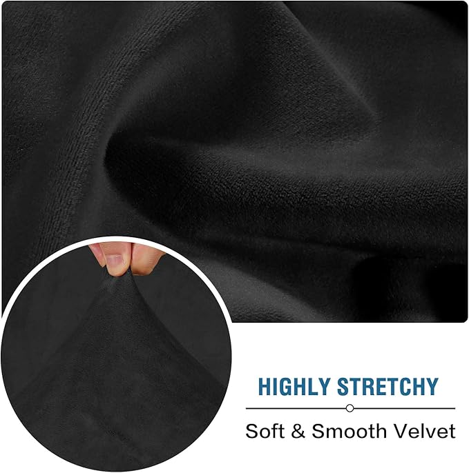 H.VERSAILTEX Velvet Stretch Couch Cushion Cover Plush Cushion Slipcover for Chair Loveseat Sofa Cushion Furniture Protector Seat Cushion Sofa Cover (2 Piece Large Sofa Cushion Covers, Black) - Image 5