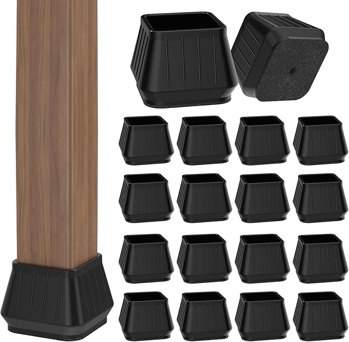 24PCS Square Chair Leg Floor Protectors for Hardwood Floors, Thicken Rubber Chair Leg Cap Covers, Non Slip Furniture Leg Pads to Protect Wood Tile Floors from Scratches and Reduce Noise by Violibar