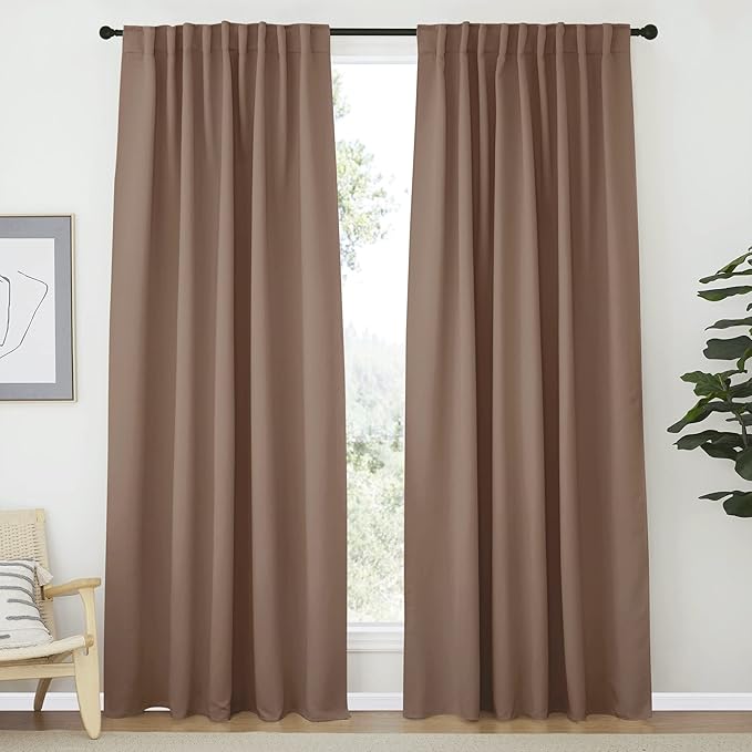 NICETOWN Blackout Curtain Panels Window Draperies - (Cappuccino Color) 62x72 inch, 2 Pieces, Insulating Room Darkening Blackout Drapes for Bedroom, Privacy Doorway Curtain for Door by NICETOWN