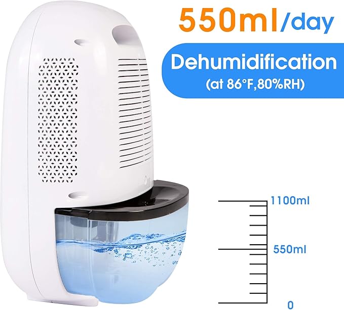 Dehumidifier for Home with LCD Display 37oz(1100ml) Small Ultra Quiet Portable Dehumidifier with Auto Shut-off,Up to 430 Sq.ft for Basements Bedroom Bathroom Garage Wardrobe RV - Image 2
