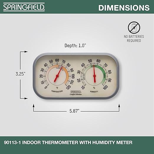 Springfield Color Track Humidity Meter and Indoor Thermometer, Analog Weather Station for the Bedroom, Nursery, Storage, and Inside the Home - Image 3