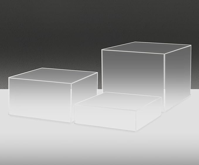 Acrylic Display Riser Boxes Frosted 3 Piece Retail Product Riser 2", 4", 6" High Nesting Bins One Open Side Merchandise Storage Box POP Showcase by Marketing Holders - Image 3
