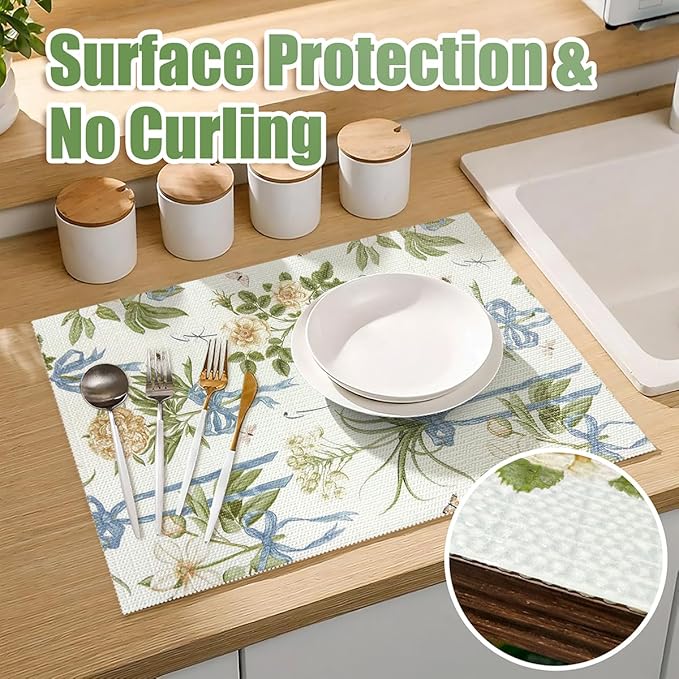 Drawer and Shelf Liner for Kitchen Cabinets Non Adhesive Cabinet Liners Floral Shelf Liners Strong Grip Non-Slip Drawer Liner Waterproof Easy to Clean Cupboard Shelves Dresser Liner 15.7IN x 10FT - Image 8