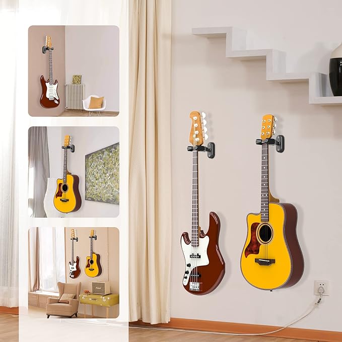GUITTO Guitar Wall Mount Hanger, Guitar Stand Auto Gravity Lock Guitar Holder Wall Hook for Bass Electric Acoustic Guitar Banjo and Mandolin GGS-08 - Image 6