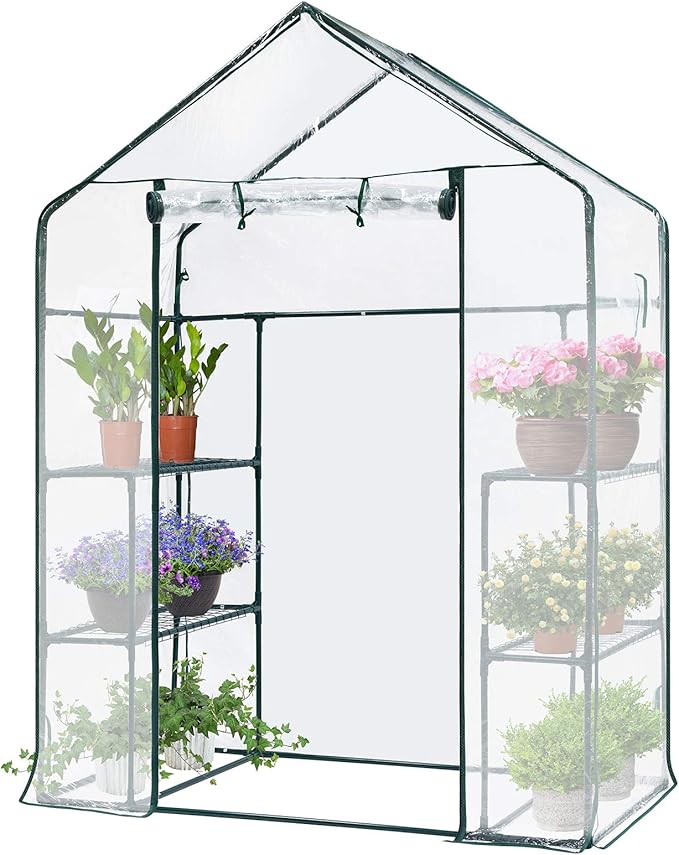 VIVOSUN Transparent 57 x 29 x 77-Inch Mini Walk-in Green House with Windows and Anchors, Plant Garden Hot House by VIVOSUN