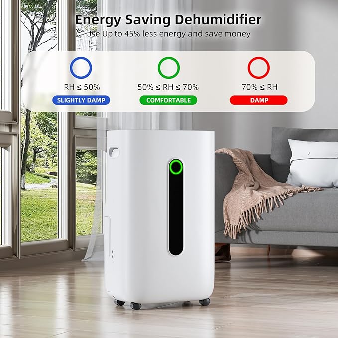 3,000 Sq.Ft 60 Pint Dehumidifier for Basements and Home-with Drain Hose,1.7Gallon Water Tank,Intelligent Humidity Control,Dual Protection and 4 Modes,for Large room - Image 3