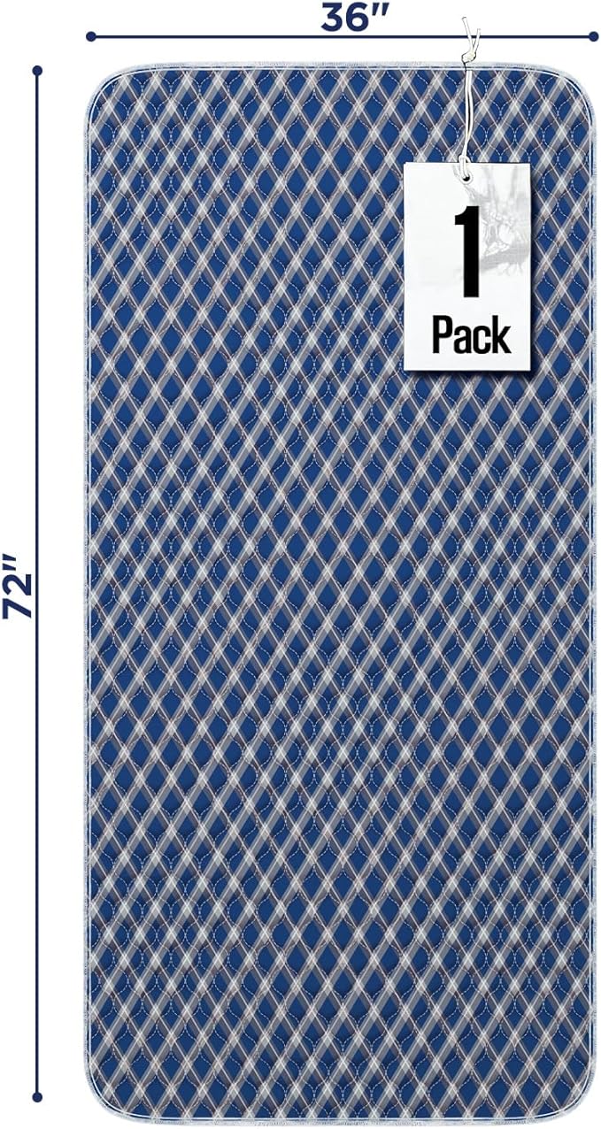 Non-Slip Bed Pads for Incontinence Washable (36" x 72"|1 Pack), Navy Blue Grid, Waterproof Bed Pads, Bed Wetting Pads for Bed, Sofa, Floor, Resuable Underpads for Adults, Seniors, Pet - Image 2
