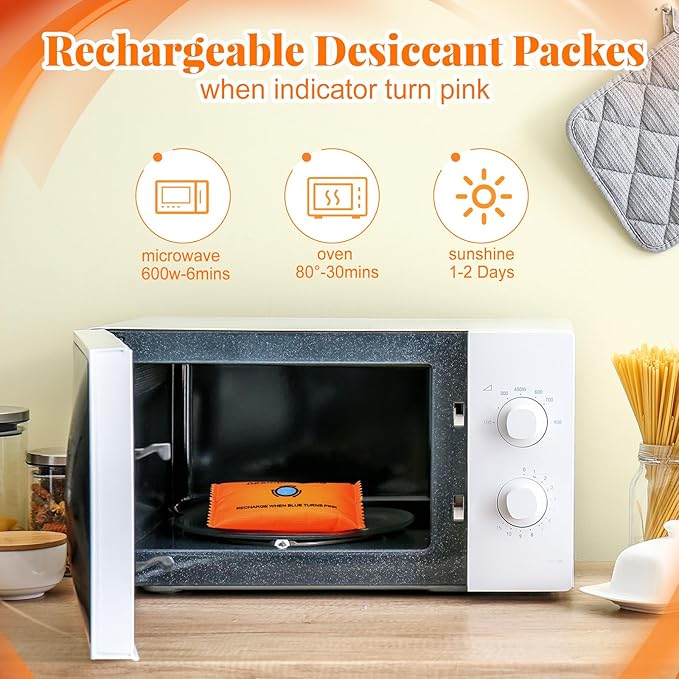 5 Packs 100g Rechargeable Desiccant Moisture Absorbing Bag for Storage Bin Silica Gel Dehumidifier Bag Reusable Indicating Desiccant Packet for Car Home Closet - Image 4